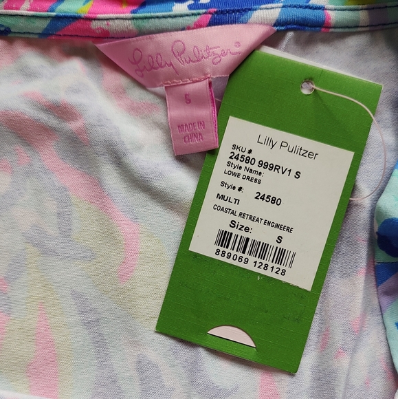 Lilly Pulitzer Lowe Dress Coastal Retreat Blue Pink Yellow White Short Mini S - Picture 16 of 16